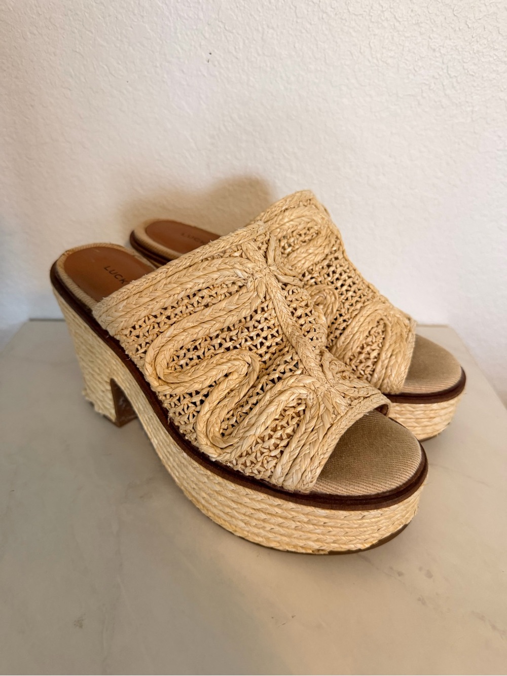 Lucky Brand Braided Yena Raffia Platform Wedges